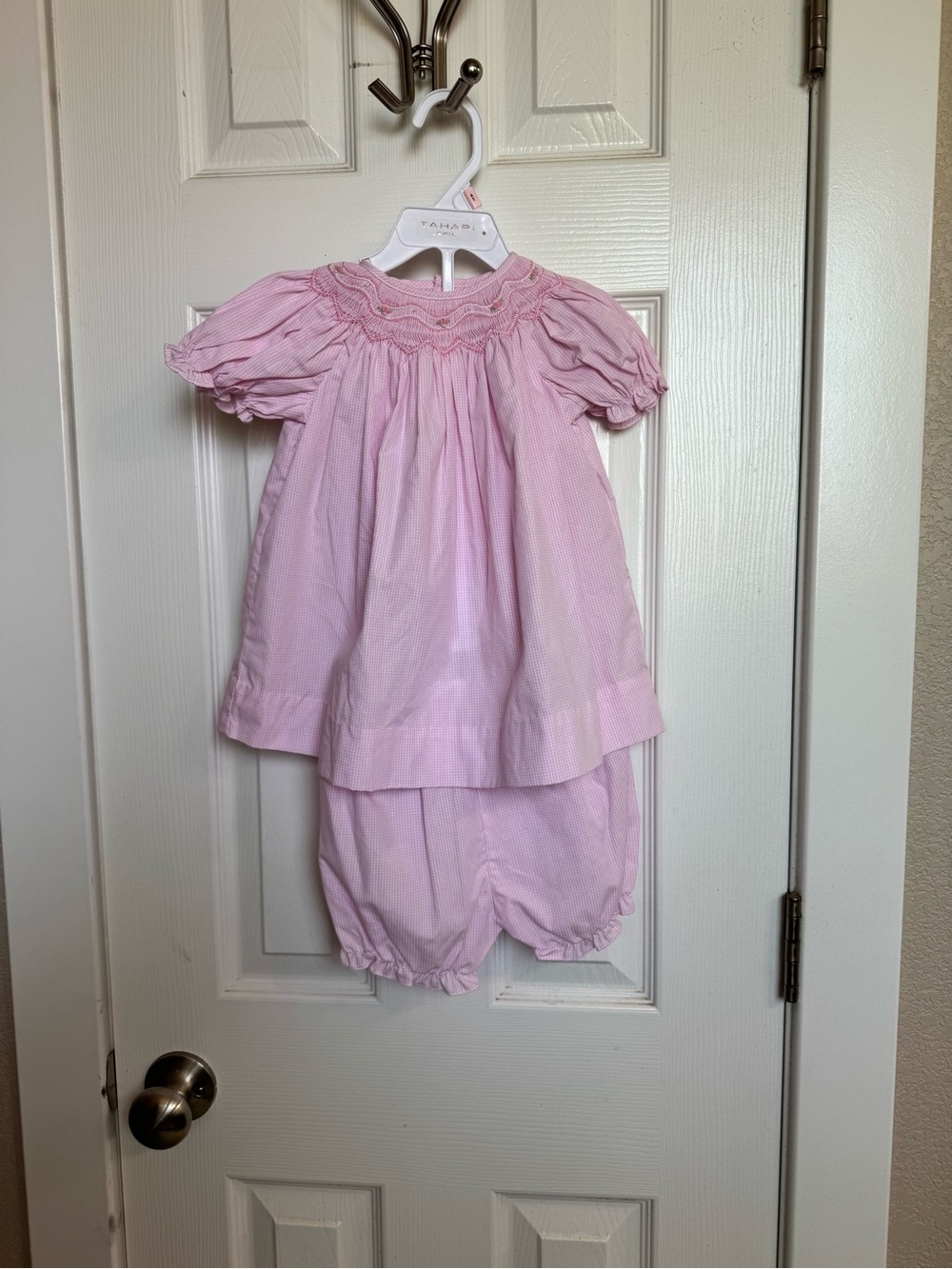 Petit Ami Pink Smocked Two-Piece Dress and Bloomers